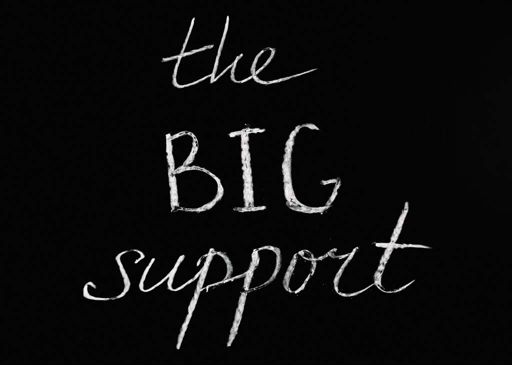 Chalkboard background featuring the motivational phrase 'The Big Support' in white chalk.